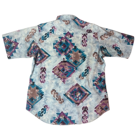 Vintage Wrangler Native American Art Short Sleeve Western Shirt XL X-Long Tails - Picture 2 of 7